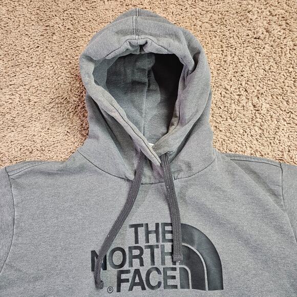 The North Face Mens Gray Pullover Hoodie Sweatshirt Size M Logo Fleece Cotton - Picture 2 of 14